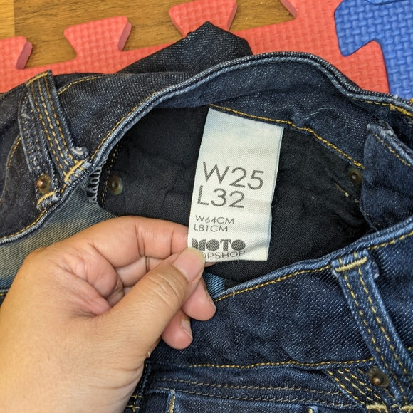 3/$25 TopShop Baxter Moto Straight Leg Dark Wash Jeans size 26x32 - Picture 13 of 15